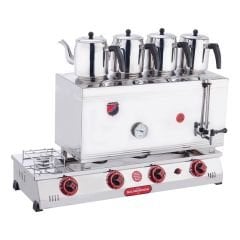 Işıkgaz 2102-D 85 Model Kaynaklı 4 Demlikli Çay Ocağı Çift Taban, 58 L, Elektrikli + Doğalgazlı