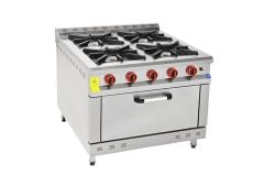 Himaksan 4 Lü Kuzine 4 Ocak 1 Fırın Gazlı LPG Li 100X100X85 HMK-KZG 1010