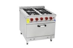 Himaksan HMK-KZG 880 4’lü Kuzine – Gazlı & LPG’li, 4 Ocak + 1 Fırınlı Endüstriyel Ocak (80x80x85 cm)