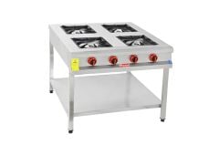 Himaksan HMK-TBOG 990 4’lü Taban Raflı Ocak – Gazlı & LPG’li Endüstriyel Pişirme Cihazı (90x90x85 cm)