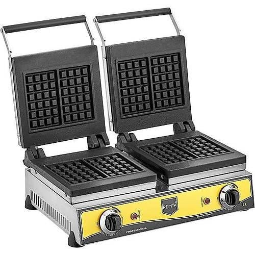 Remta Çiftli Kare Waffle Makinası W14 | Elektrikli, İki Gözlü, Dijital
