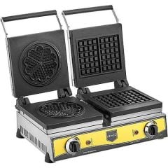 Remta Çiftli Kare+Çiçek Waffle Makinası W20 | Elektrikli, 16 cm, Dijital Kontrol