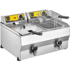 Remta R111 8+8 Litre Çiftli Elektrikli Fritöz | Musluklu, Paslanmaz ve Profesyonel Kızartma
