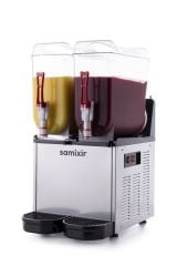 Samixir SLUSH24 Twin Ice Slush Granita Milkshake ve Soğuk Meyve Suyu Dispenseri, 12+12 L, Inox
