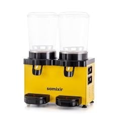 Samixir MM20.AY Çiftli Limonata ve Ayran Makinesi – 2x10 L Soğuk İçecek Dispenseri, Karıştırıcılı, Sarı