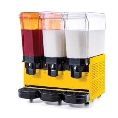 Samixir 60.SMMY Sarı 3x20 L Triple Soğuk İçecek Dispenseri | Fıskiyeli ve Karıştırıcılı Endüstriyel Dağıtıcı