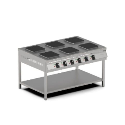 Pimak Elektrikli 3 Gözlü Pleyt Taban Raflı Ayaklı Ocak 150x65x85 cm MX27-3 | Endüstriyel Ocak