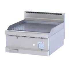 Atalay AGI‑670‑NDCR 700 Seri Gazlı Pleyt Izgara | 60×70 cm – Nervürlü + Düz, Krom Yüzey