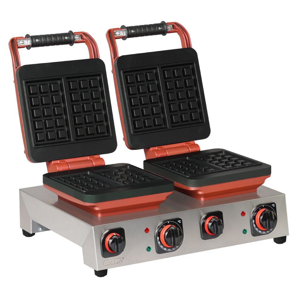 Omake WFL21.E22 Z5F 0101 Zamanlayıcılı Kare Model Manuel Çiftli Waffle Makinesi, Elektrikli