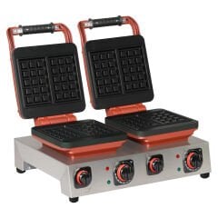 Omake WFL21.E22 Z5F 0101 Zamanlayıcılı Kare Model Manuel Çiftli Waffle Makinesi, Elektrikli