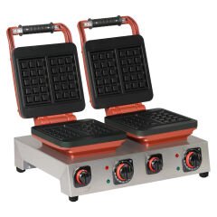 Omake WFL21.E22 Z5F 0101 Zamanlayıcılı Kare Model Manuel Çiftli Waffle Makinesi, Elektrikli