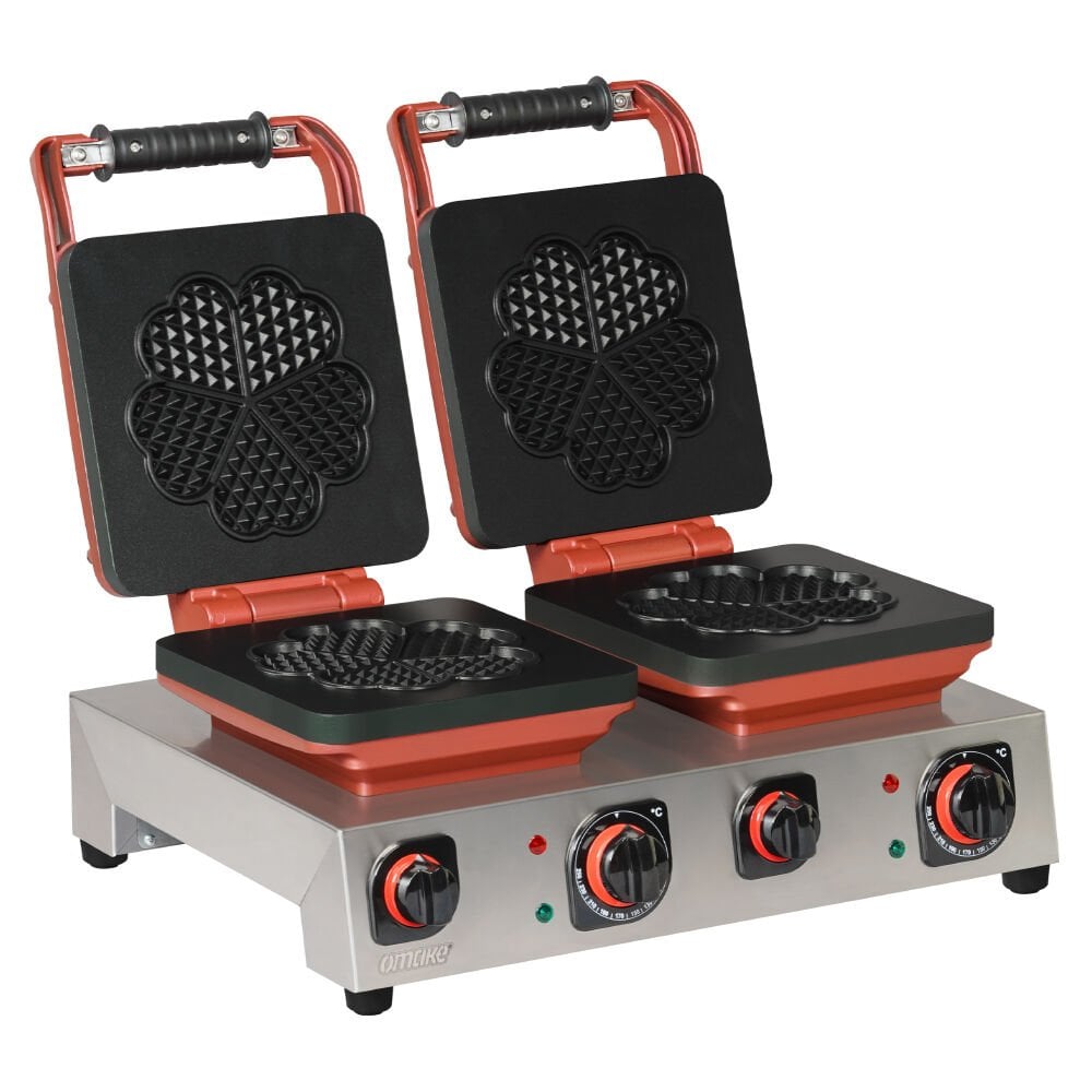 Omake WFL21.E22.1301 Çiftli Kare Waffle Makinesi Kalp Q190 Model, Zamanlayıcılı, Elektrikli