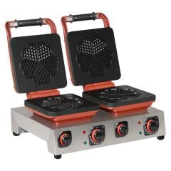 Omake WFL21.E22.1301 Çiftli Kare Waffle Makinesi Kalp Q190 Model, Zamanlayıcılı, Elektrikli