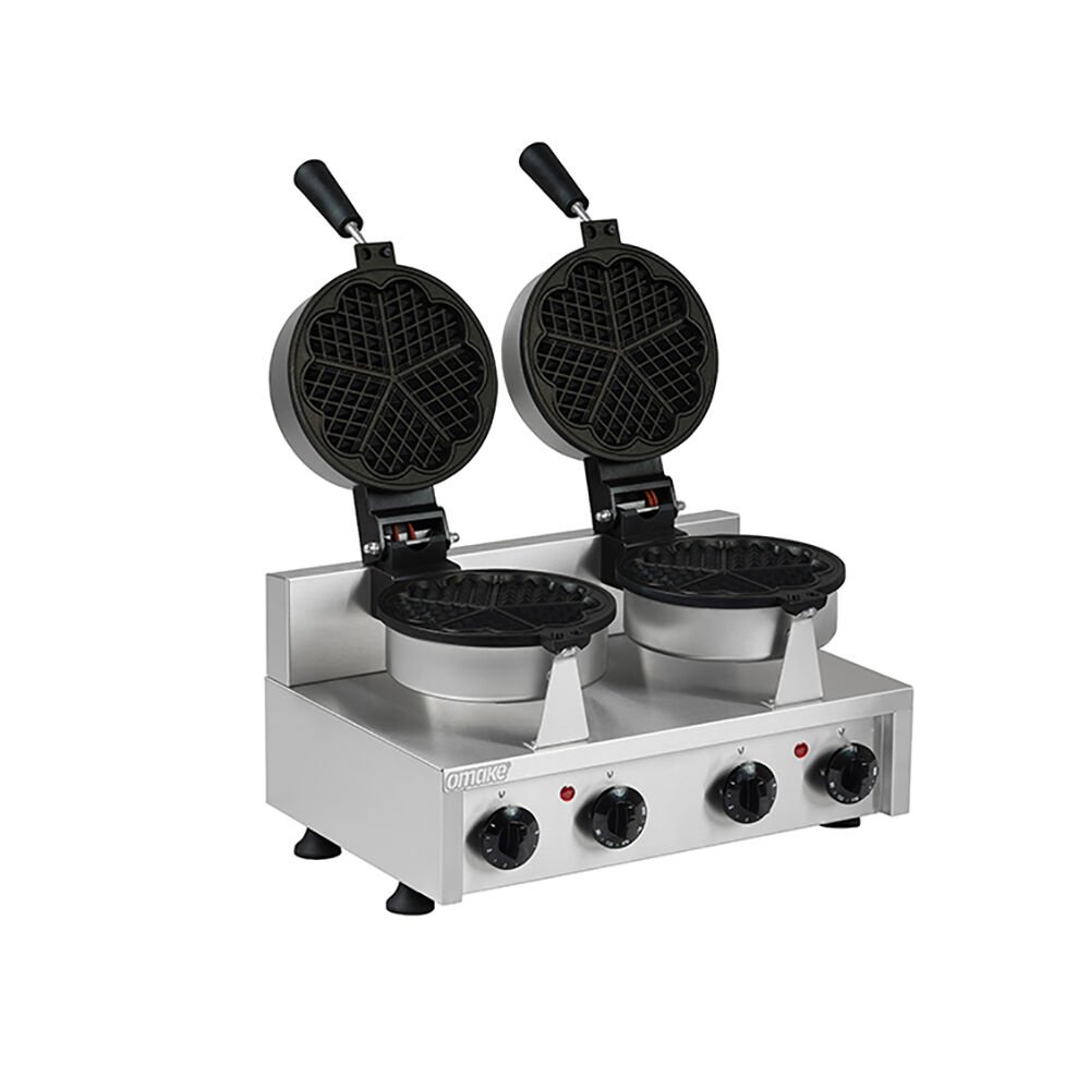 Omake WFL11 E22 Manuel Zamanlayıcılı Çiftli Waffle Makinesi, Yuvarlak Model, Kalıp Çapı 18 Cm, Elektrikli
