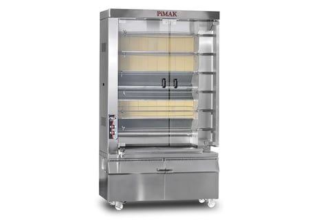 Pimak PI6/M17KB Kollu Gazlı Piliç Çevirme Makinesi – 40 Adet Piliç Kapasiteli Endüstriyel Döner Izgara