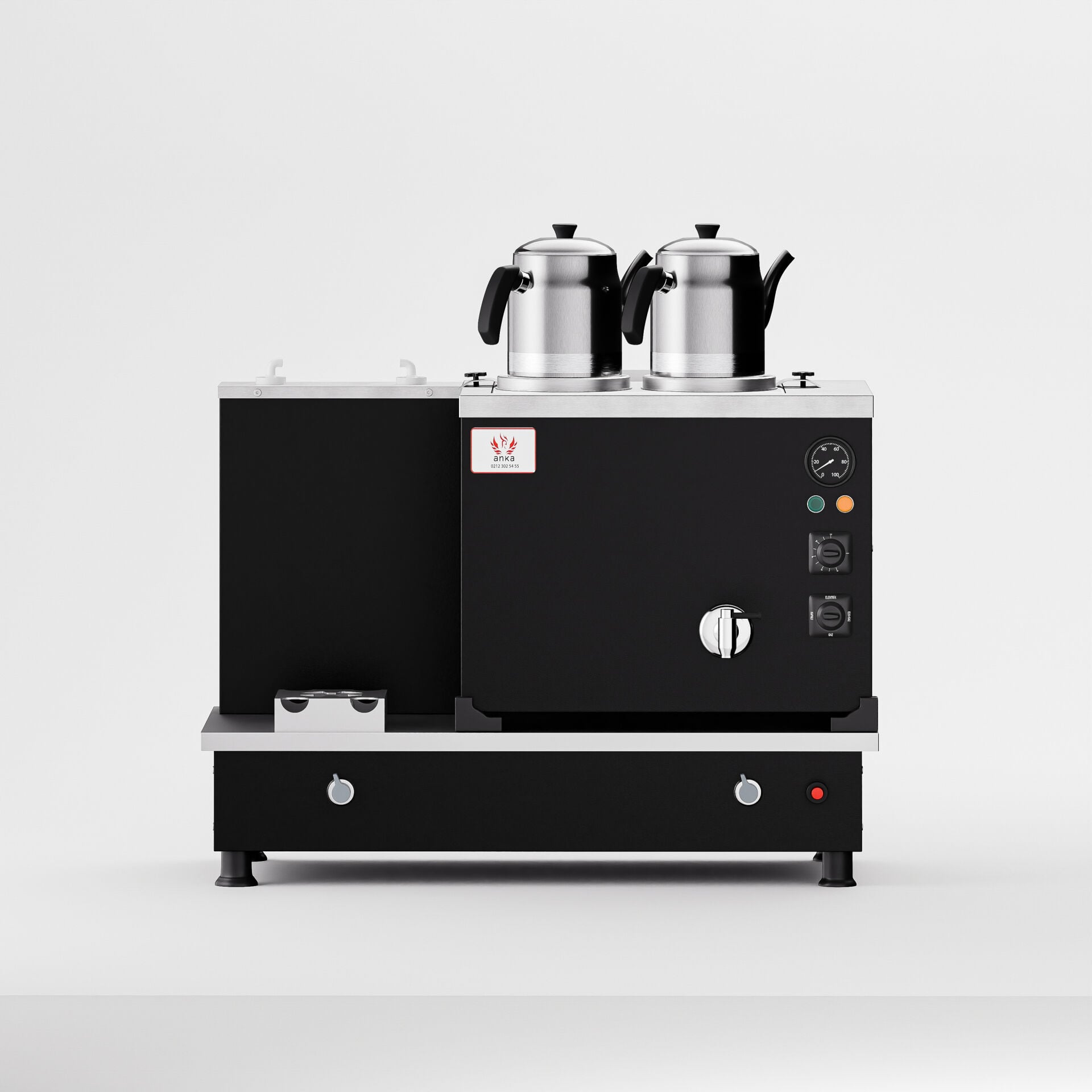 Anka Black Turbo Hibrit Çay Makinesi / Profesyonel Kullanım, Çift Enerji Esnekliği (STFO2)