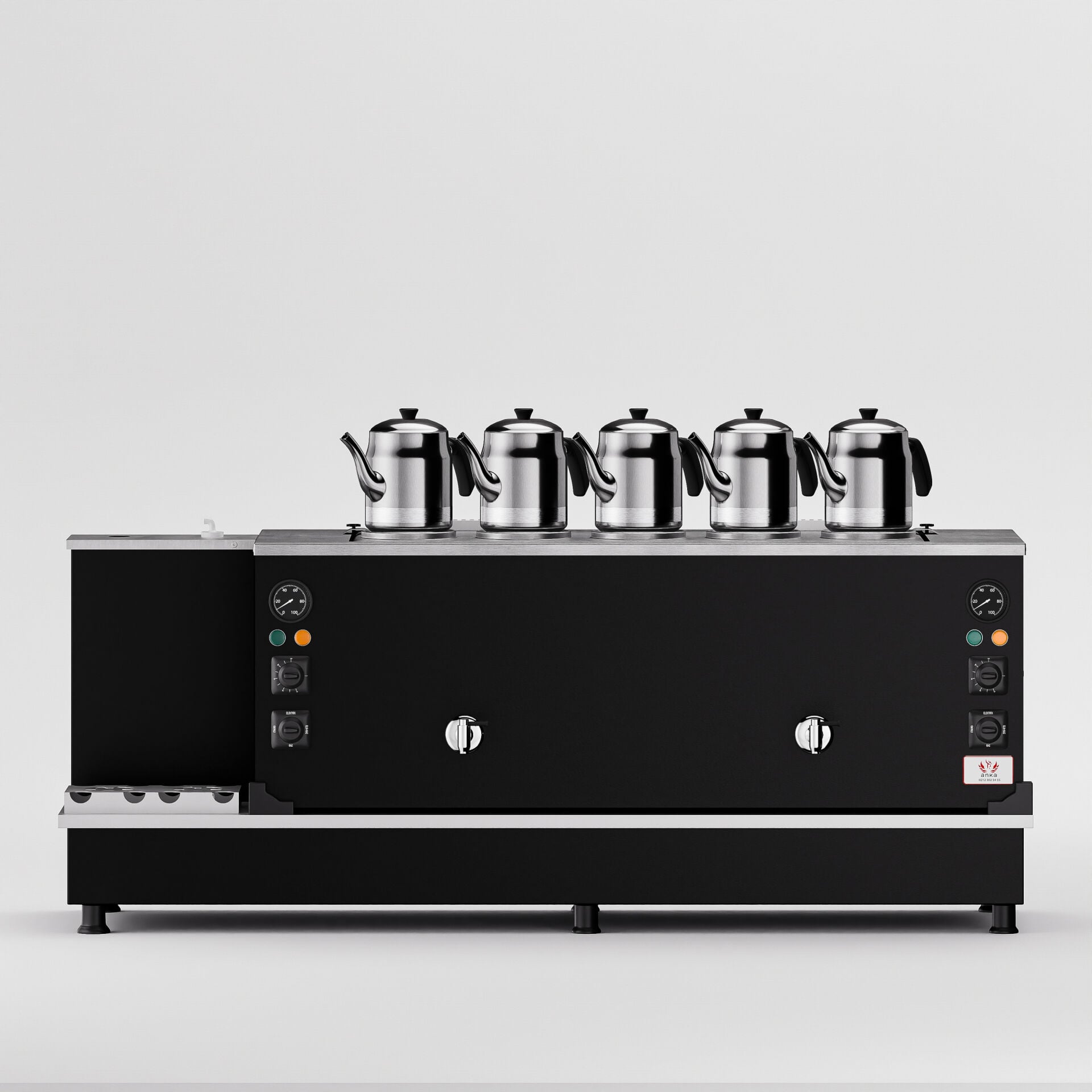 Anka Black Turbo Hibrit Çay Makinesi / Profesyonel Kullanım, Çift Enerji Esnekliği (STFO5)