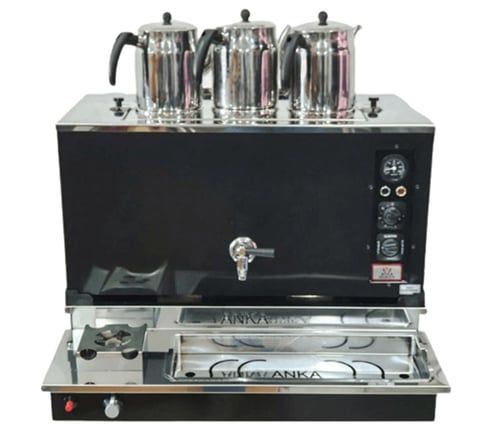 Anka Black Pro Plus 3 Demlikli Otomatik Çay Kazanı | Elektrik-NG-LPG Uyumlu, Siyah Endüstriyel Tasarım