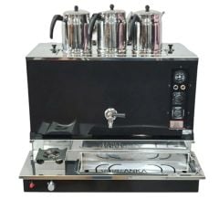 Anka Black Pro Plus 3 Demlikli Otomatik Çay Kazanı | Elektrik-NG-LPG Uyumlu, Siyah Endüstriyel Tasarım
