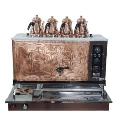 Anka Antik Pro Plus APPO4 4 Demlikli Otomatik Çay Makinesi | Elektrik-NG-LPG Uyumlu, 40L Endüstriyel Bakır Çay Kazanı