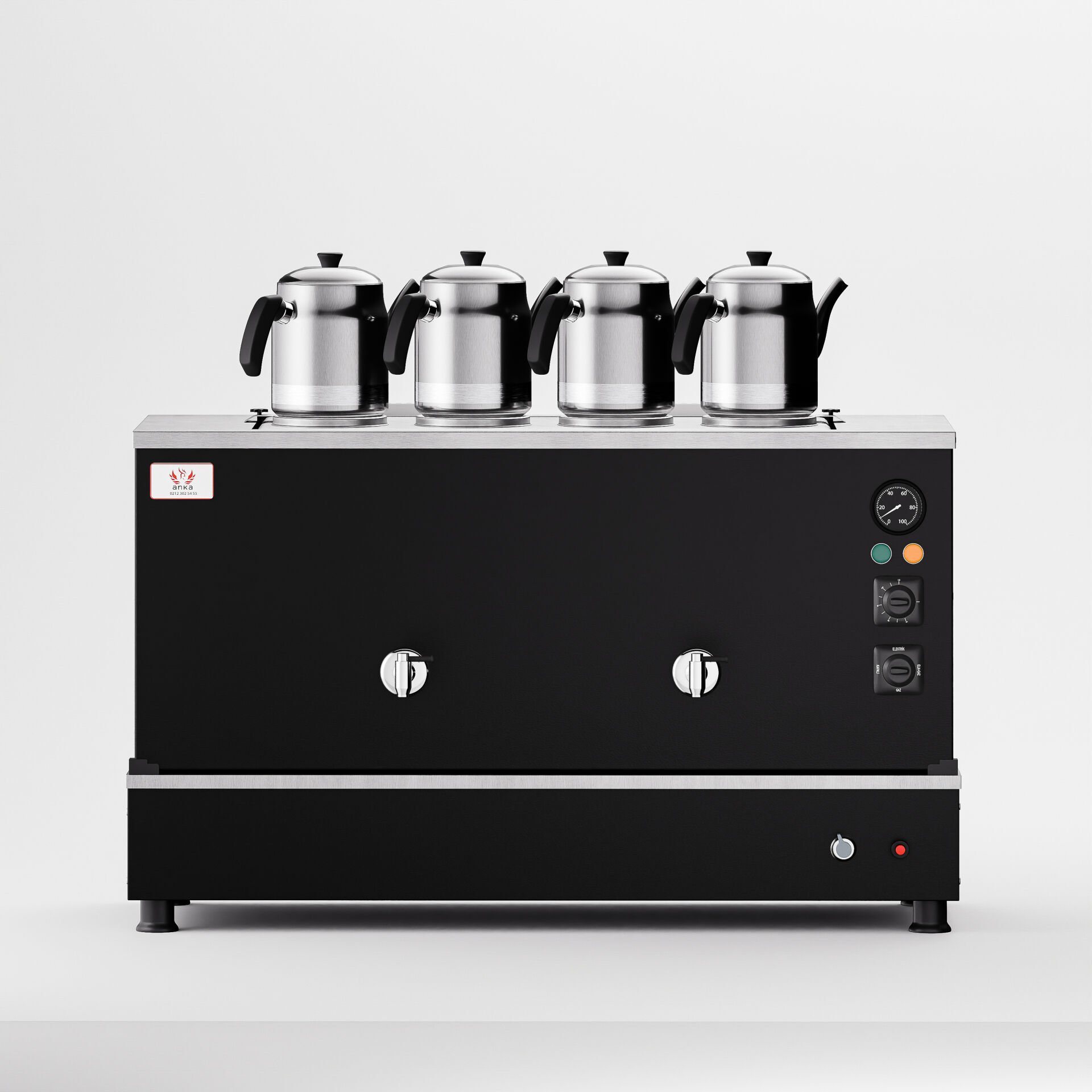 Anka Black Pro Compact Hibrit Çay Makinesi / Kompakt Tasarım, Profesyonel Kullanım, Çift Enerji Esnekliği (BPKO4)