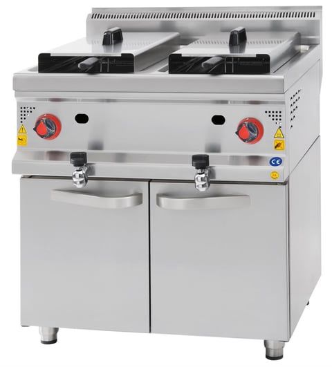 Karacasan 900 Seri Dolaplı Fritöz, Çiftli Hazneli, Gazlı
