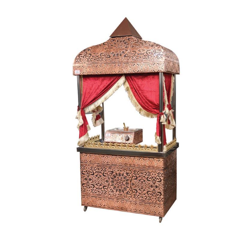 Anka KG150 Kahveci Güzeli Sunum Arabası | 150x70x220 cm | Bakır Kaplama Osmanlı Tarzı Kahve Arabası